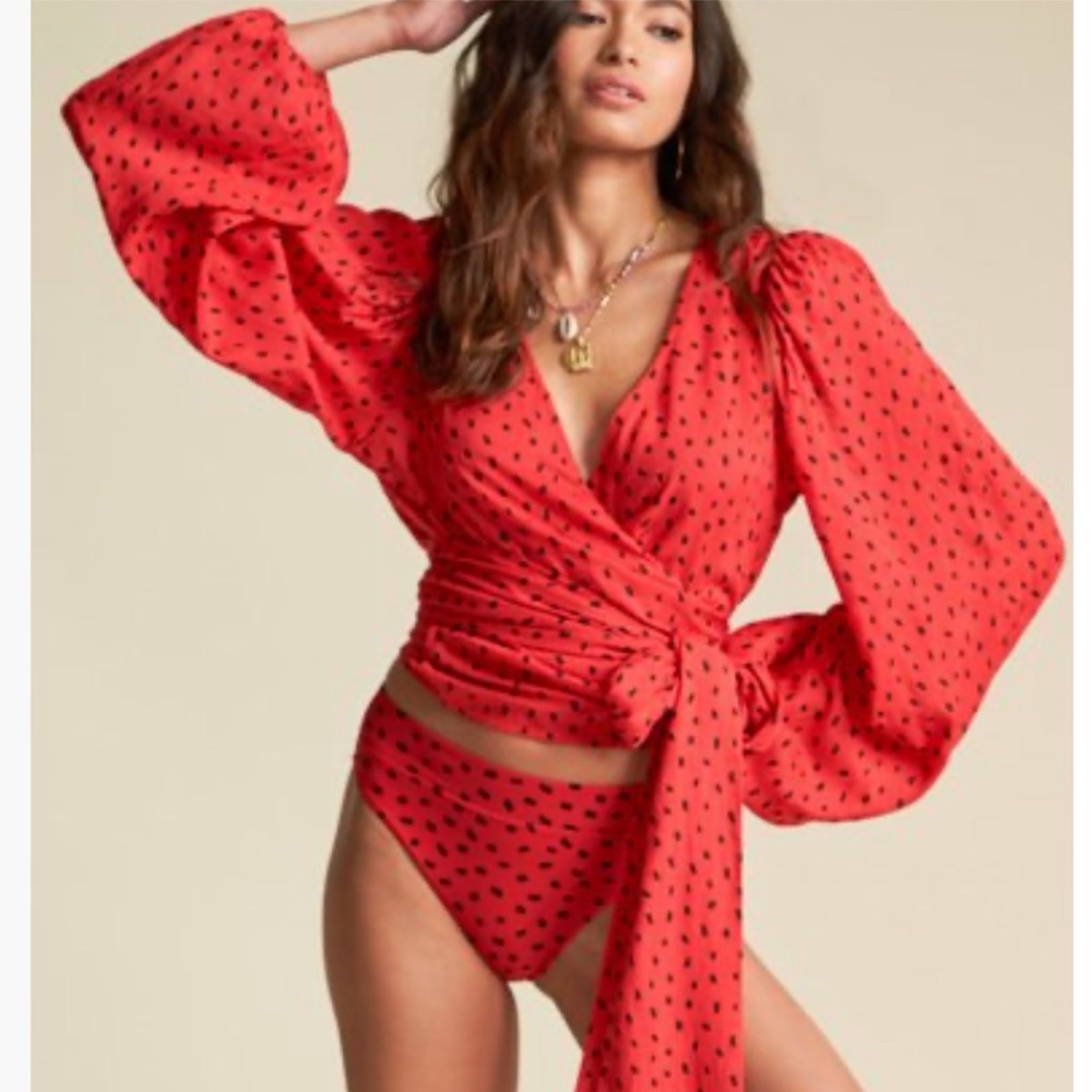 Billabong Red Polka Dot Crop Top